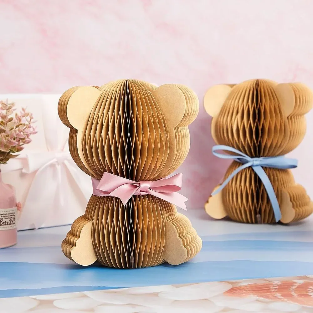 6 Pcs 3D Bear Honeycomb Centerpieces